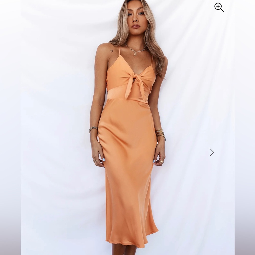 Elegant Orange Satin Dress